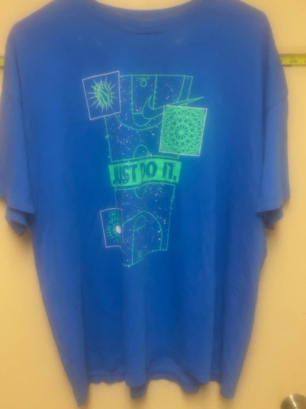Nike Blue Short Sleeve T-Shirt with Neon Green Graphic